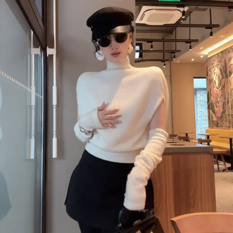 XIAOBAI冬季修身百搭时尚半高领长袖毛针织衫