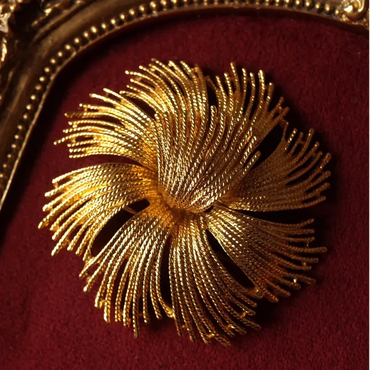 铜合金胸针 中古莫奈烟花款胸针印象派法式金属编织工艺复古百搭