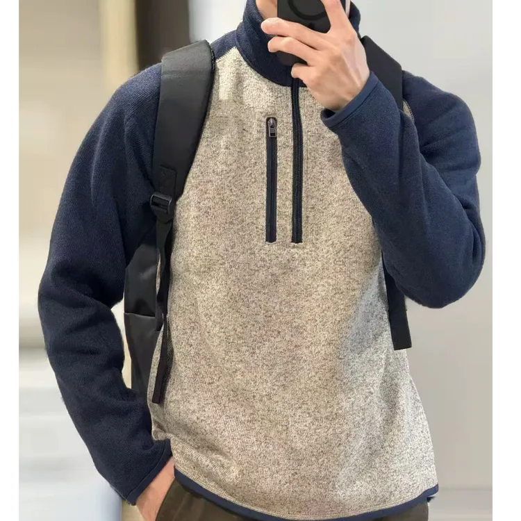 BEST抗寒】柔软保暖半拉链男士卫衣抓绒立领休闲通勤卫衣25523