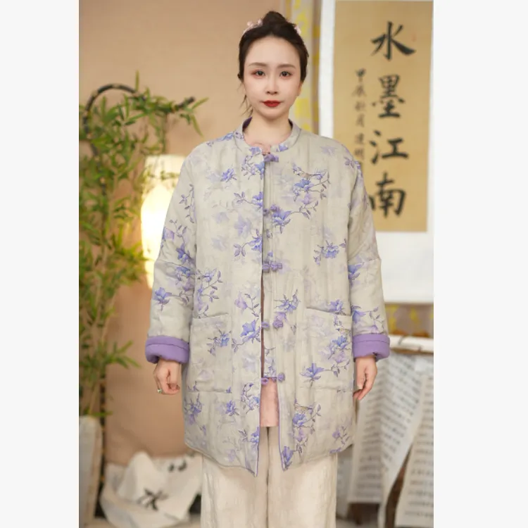 水墨江南-【雪拂香】棉麻正反两面穿棉服25100