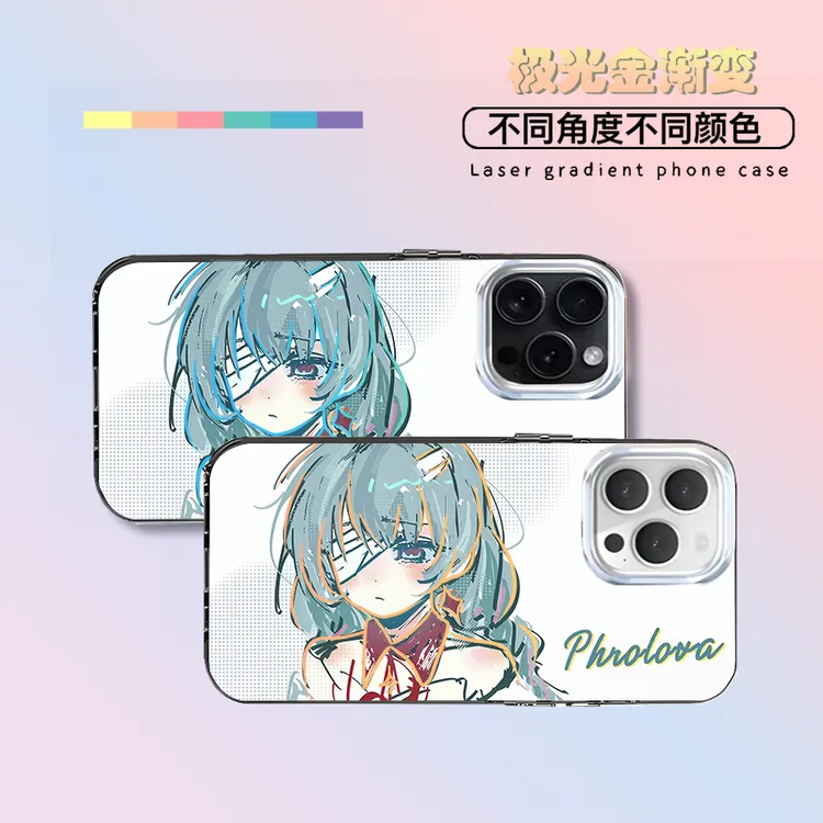 弗洛洛新款横屏适用苹果iphone华为VIVO小米OPPO一加极光金手机壳