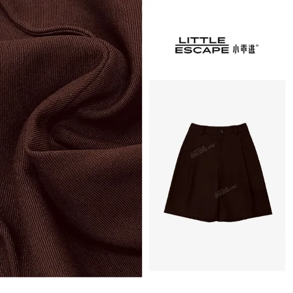 小乖逃双色！时尚灰色咖色短裤五分直筒高腰显瘦阔腿裤250988