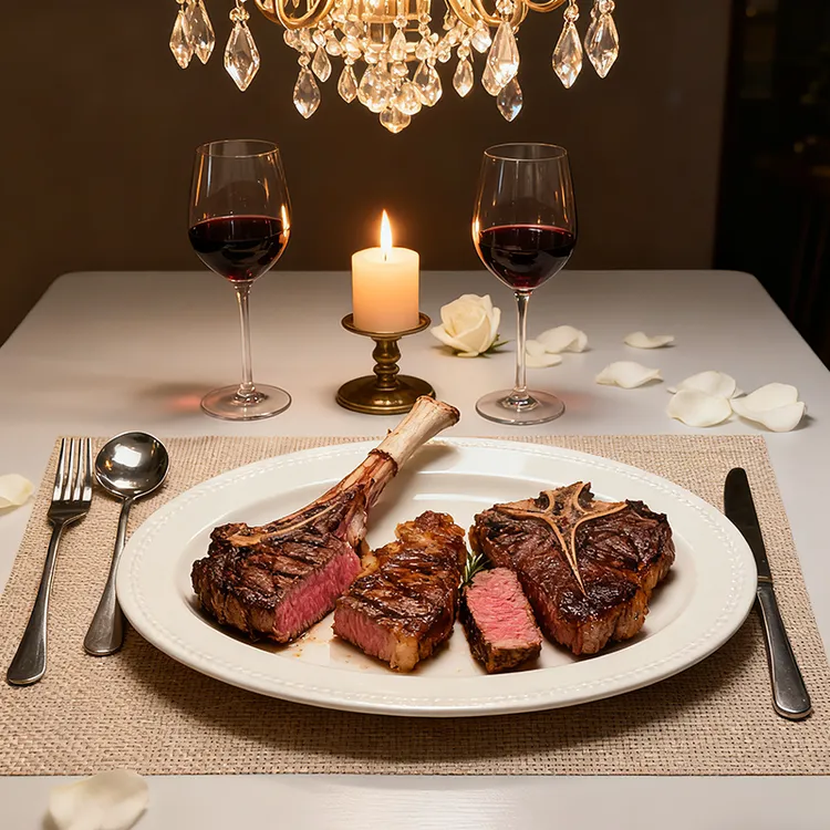 家用高颜值纯白西餐盘带刀叉勺餐垫仪式感花边盘子牛扒盘组合新款