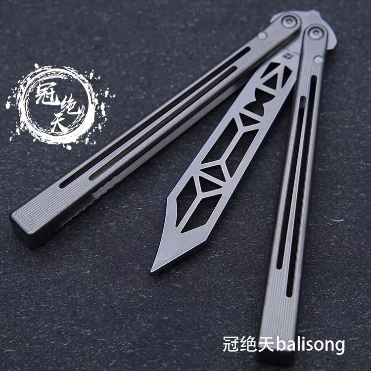 战鲨一体rep钛合金蝴蝶刀【冠绝天balisong】折刀甩手刀花式未开刃