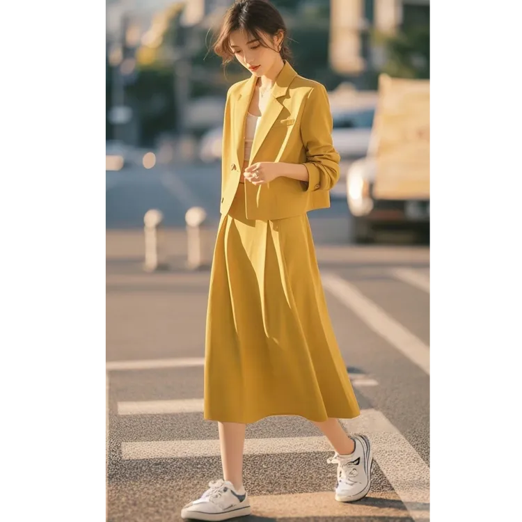 西装套装女2025春秋新款高级感气质名媛小香风半身裙两件套潮