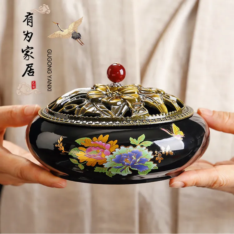 新款夏季牡丹蚊香炉 艾草香炉功能摆件