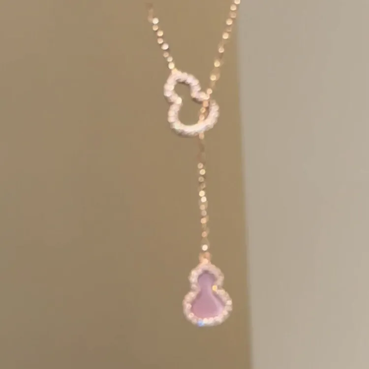 铜合金项链 镂空双葫芦项链女轻奢小众设计高级感精致锁骨链礼物