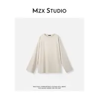 MZX 秋季全棉双色纱百搭高级感圆领长袖T恤 SY9899-P
