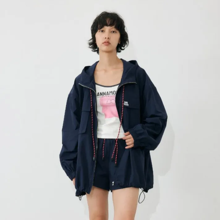 ANNAMOOER时尚拉链外套百搭绳带短裤
