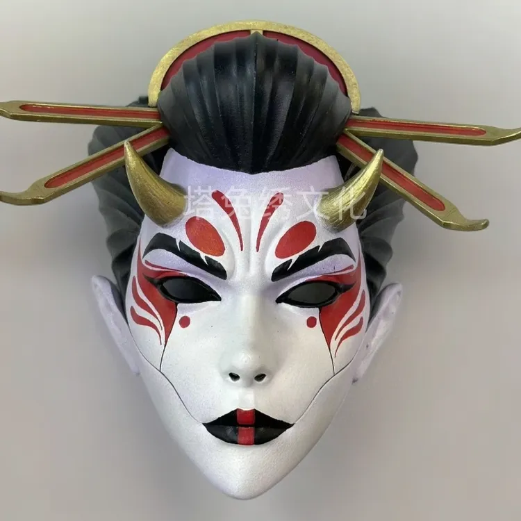 塔兔绣哥特式开口面具般若艺伎二次元COS树脂动漫裂口女
