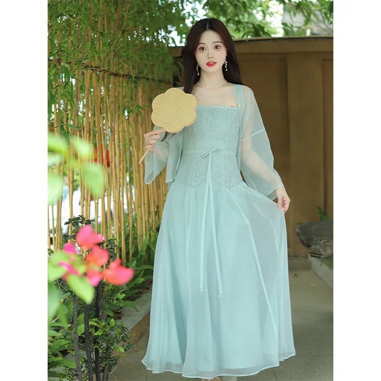 瑶西【青丝】蓝色长裙仙气新款今年流行爆款汉服新中式裙子套装