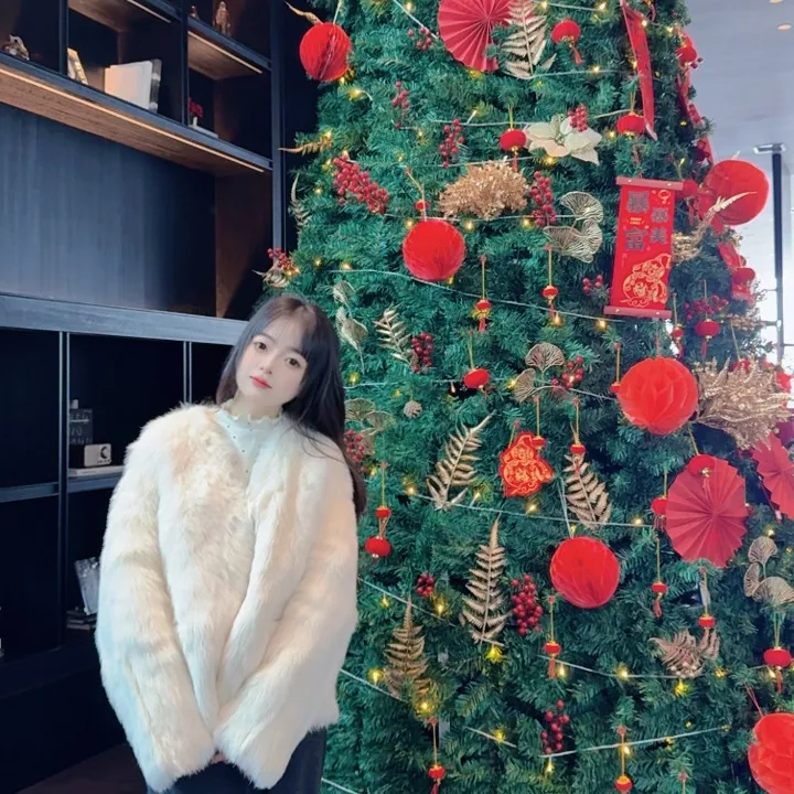 25年新款巴比仑幻夜进口托卡皮毛一体直毛网红V领女装冬皮草外套