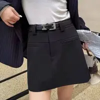 丹丹精选--25910新款一粒扣拉链简约百搭防走光短裙