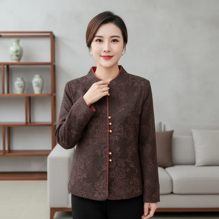 贵夫人90-女长袖秋季厚款新中式常规时尚网红短外套双面开衫唐装