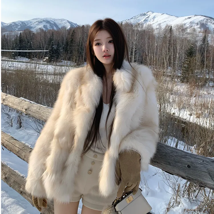 人造皮草 环保狐狸毛2025新款冬皮毛一体轻奢洋气仿皮草毛毛外套