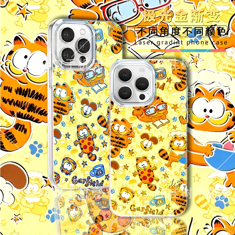 加菲猫适用苹果华为小米vivo红米一加iPhone磨砂手机壳创意渐变