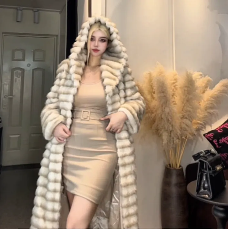 【卡戴珊专属】冬新款皮毛一体外套女气质名媛风显瘦保暖大衣