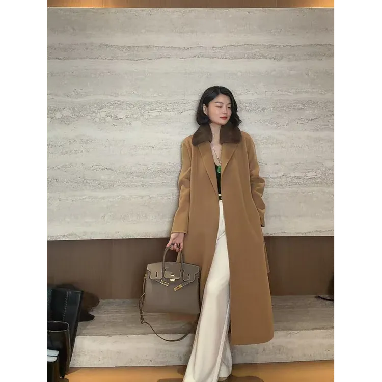 TANTAN 秋冬显瘦法式大牌中长款轻奢时尚羊毛大衣3709