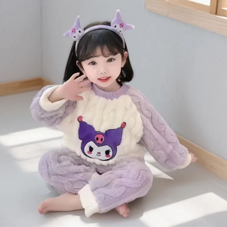 儿童睡衣珊瑚绒女童秋冬款加绒加厚卡通可爱睡衣家居服套装2025