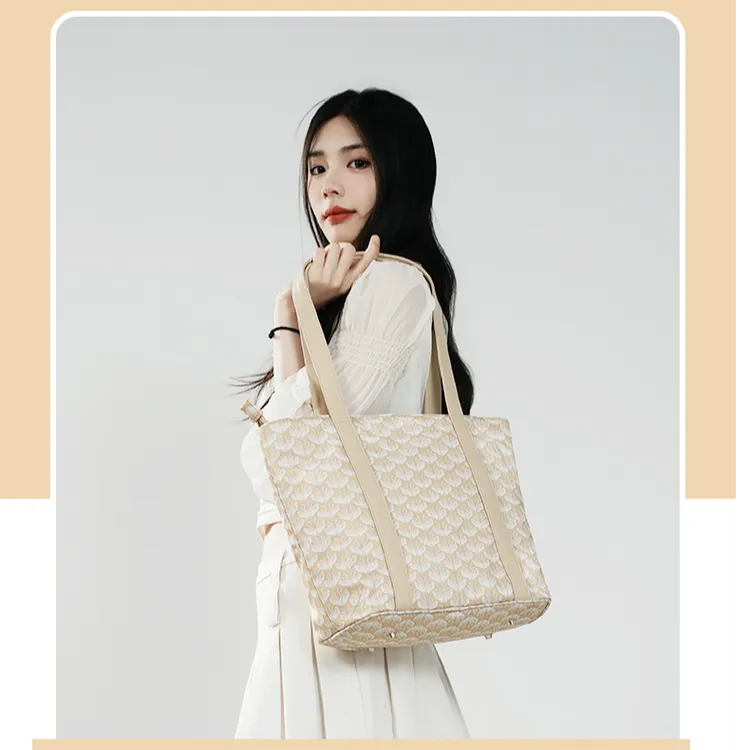 欧若田园风原创设计百搭分层出街手提式双根米色小众托特包包包