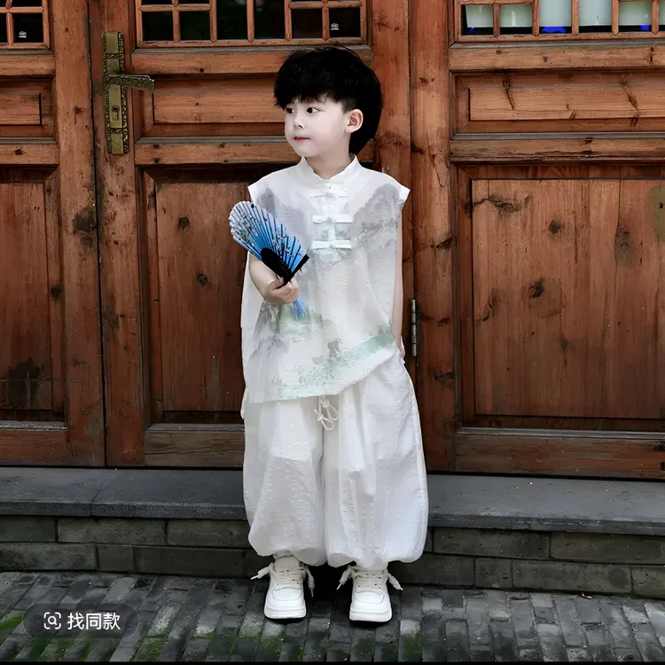 男童夏装国风套装汉服日常可穿薄2025新款帅气儿童夏季无袖新中式