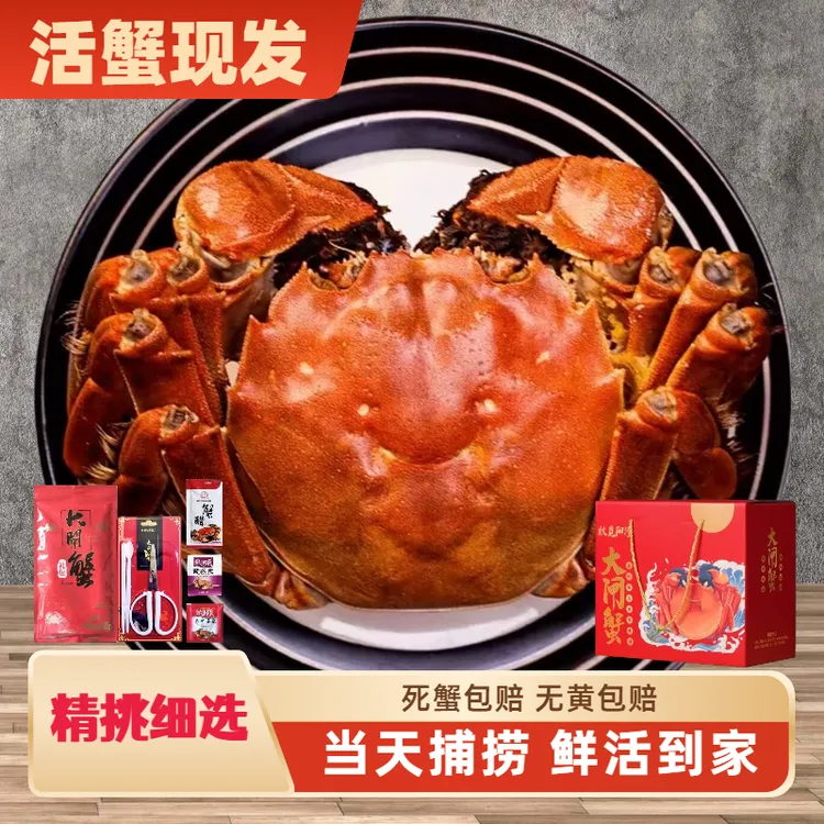【活蟹】苏州精品大闸蟹公5.7-5.5两+母4.7-4.5两6/8只鲜活秋觅阳澄