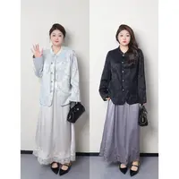 QC李潇洒【园游会】微胖大码女秋百搭新中式气质提花短外套ZY508A37