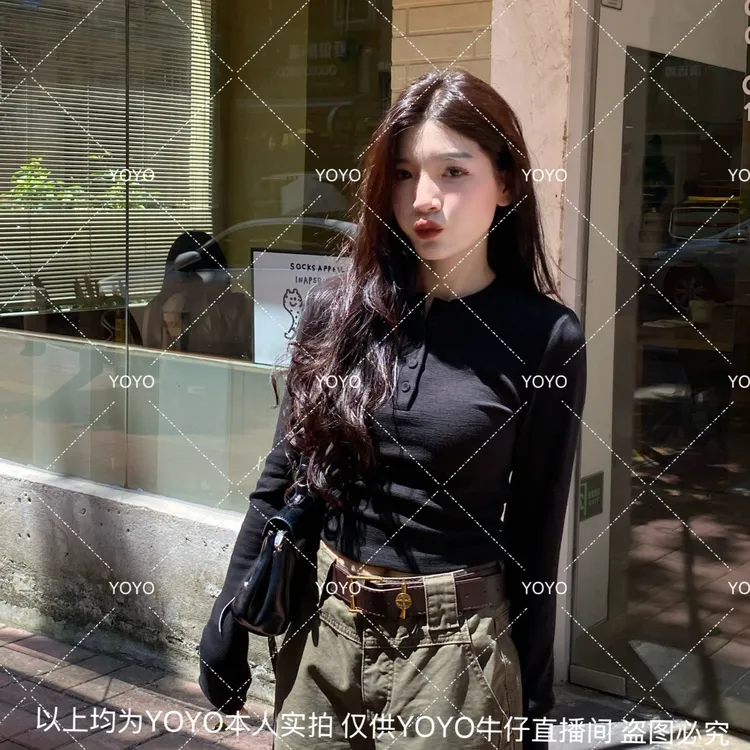 YOYO自制2【包扣长袖】秋季显瘦时尚百搭小众设计感ins长袖上衣