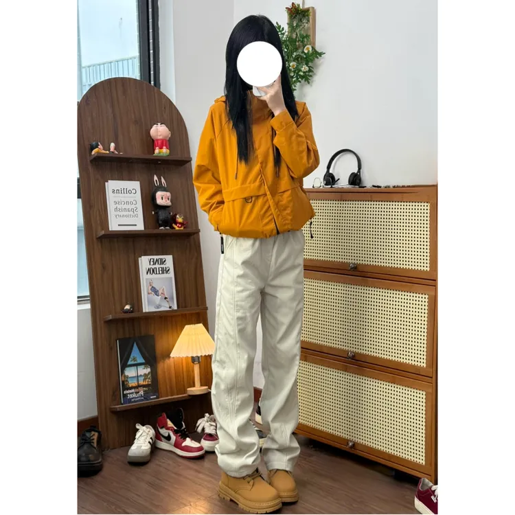 美式加绒斜切户外软壳防水冲锋裤秋冬直筒显腿长休闲百搭长裤男女