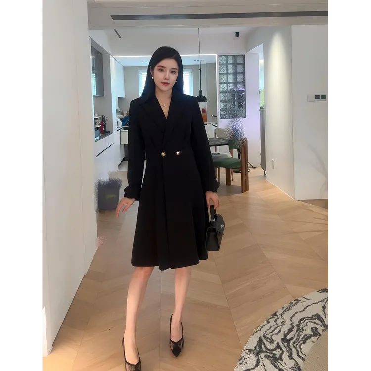 风衣女小个子中长款英伦风新款黑色气质修身秋款显瘦韩版西装外套