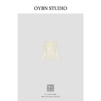 OYBN欧阳贝妮【千雪】微胖大码钉珠镂空亮片圆领蕾丝衫1538