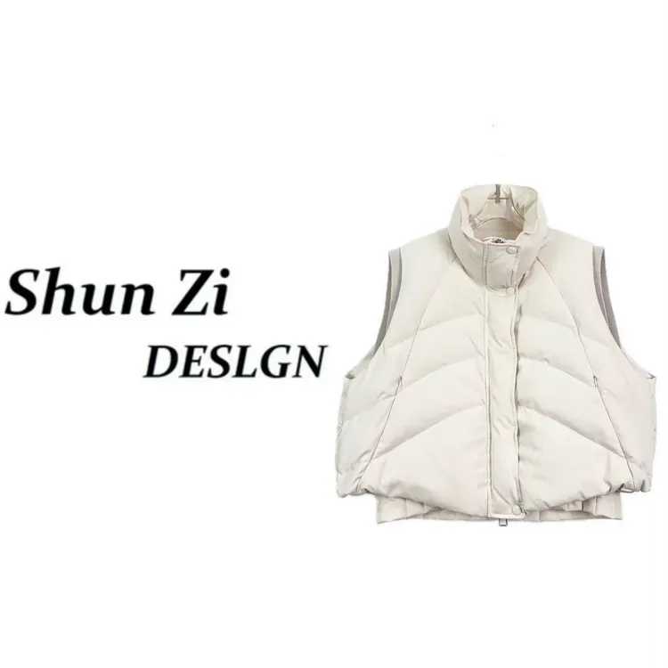 顺子/SZ9976 设计师款秋冬个性百搭显瘦拼接假两件羽绒马甲外套