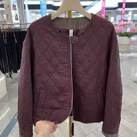 圆领菱格棒球服外套短款春秋新款洋气宽松夹克上衣