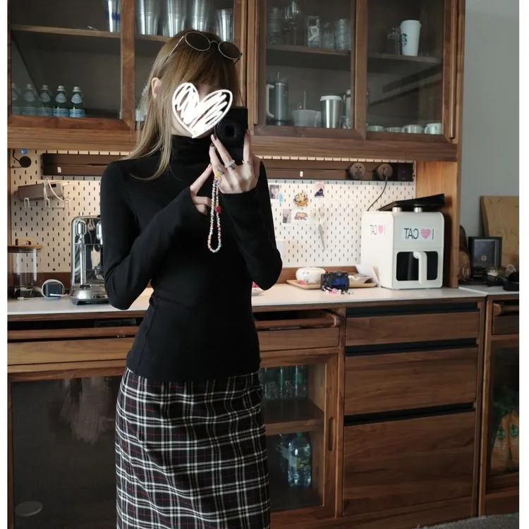 艺等法式简约百搭高领打底衫2025秋冬加绒新款修身设计感小众上衣