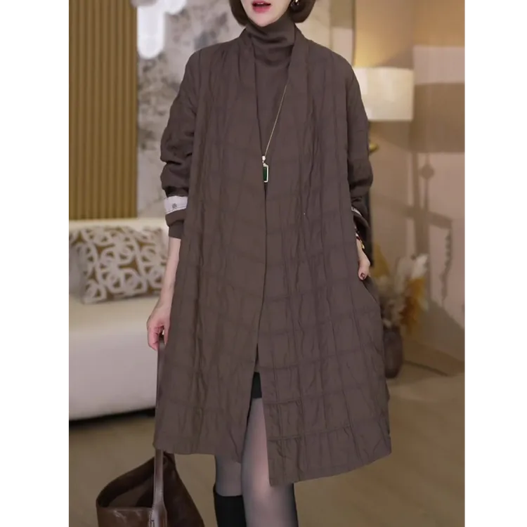 时尚韩版休闲棉服女2025秋冬新款轻奢气质宽松显瘦百搭中长款外套