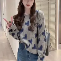 慵懒圆领爱心字母针织上衣  LAW53086