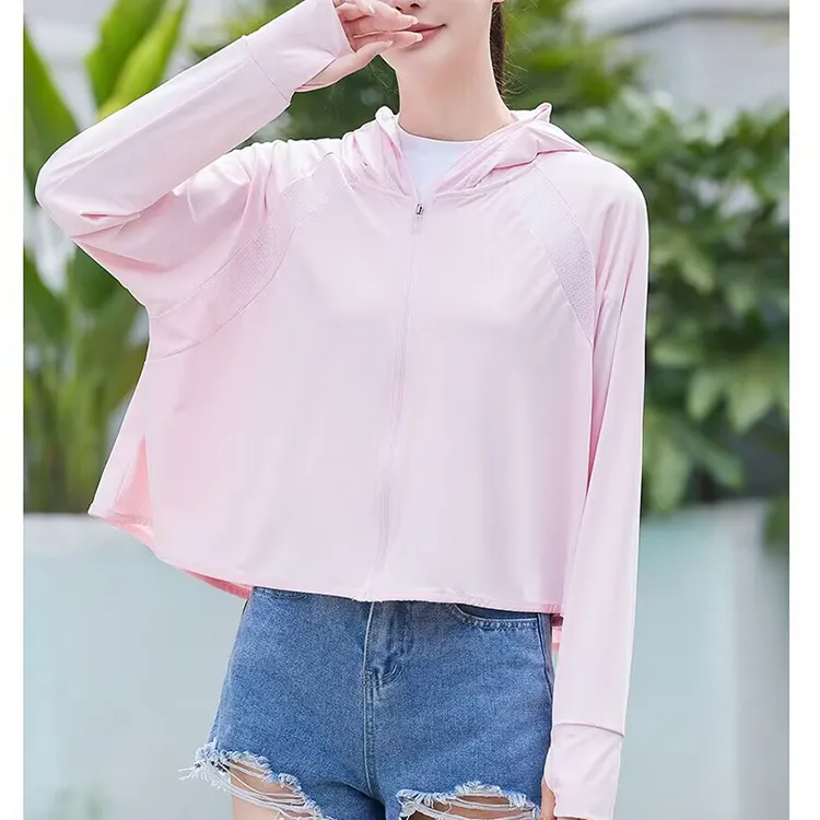 2025新款时尚透气防晒衣女连帽设计轻薄速干外套夏季防紫外线女装