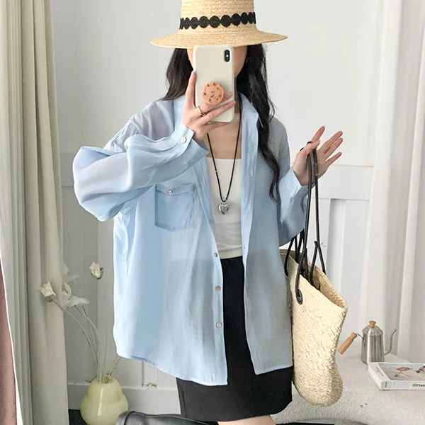 韩系格调轻盈防晒夏日潮流衬衫