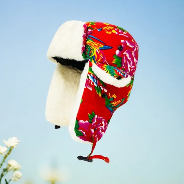 秋冬保暖雷锋帽女短檐如意洋气街头风防寒民族风保暖帽子男款冬季