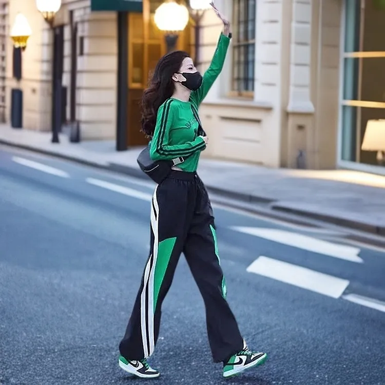 潮牌气质休闲运动套装洋气网红酷飒小众秋天炸街一整套出游服装女