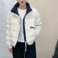 新款冬装极简风韩版简约撞色百搭羽绒服面包服保暖立领棉袄女装