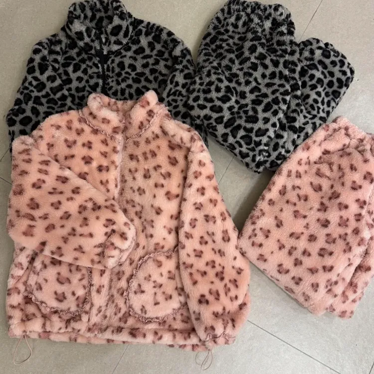 爆款立领超好看豹纹加厚时尚套装女装冬季时尚可外穿家居服两件套