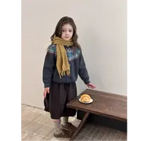 【秋季新款】女童复古浪漫费尔岛毛衣儿童氛围感针织开衫外套25G097