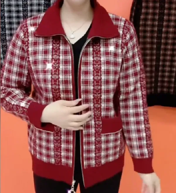 春秋新款妈妈外套立领中老年针织开衫