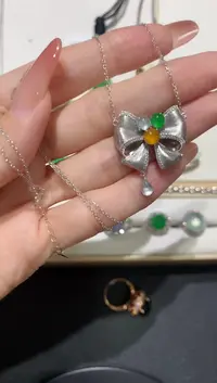 翡翠18K金镶嵌套链团购2