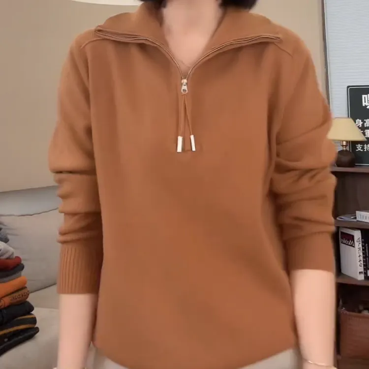 【元气毛衣】版型好显瘦秋冬两穿气质百搭半拉链针织衫LK2508591