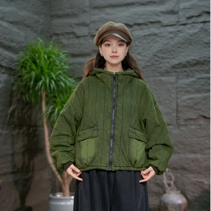 【短款炒色拉链麻料棉衣】保暖连帽常规无袖POLO领棉服棉衣上衣短款