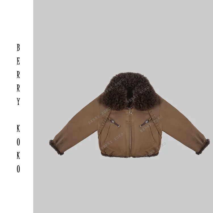 【MISSKO】复古高品质“羊羔毛”领可拆卸内里獭兔短款洋气派克服W120