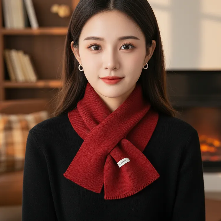 2025秋季新款百搭时尚针织短款围领纯色围巾洋气百搭减龄