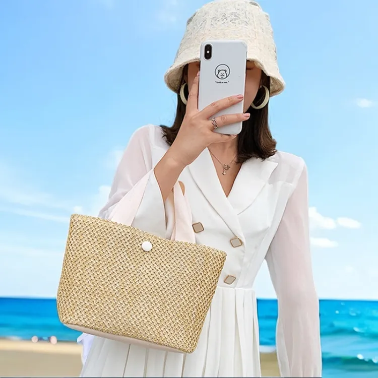 海边夏季沙滩百搭编织包2025新款复古草编包仙女手提包田园风女包
